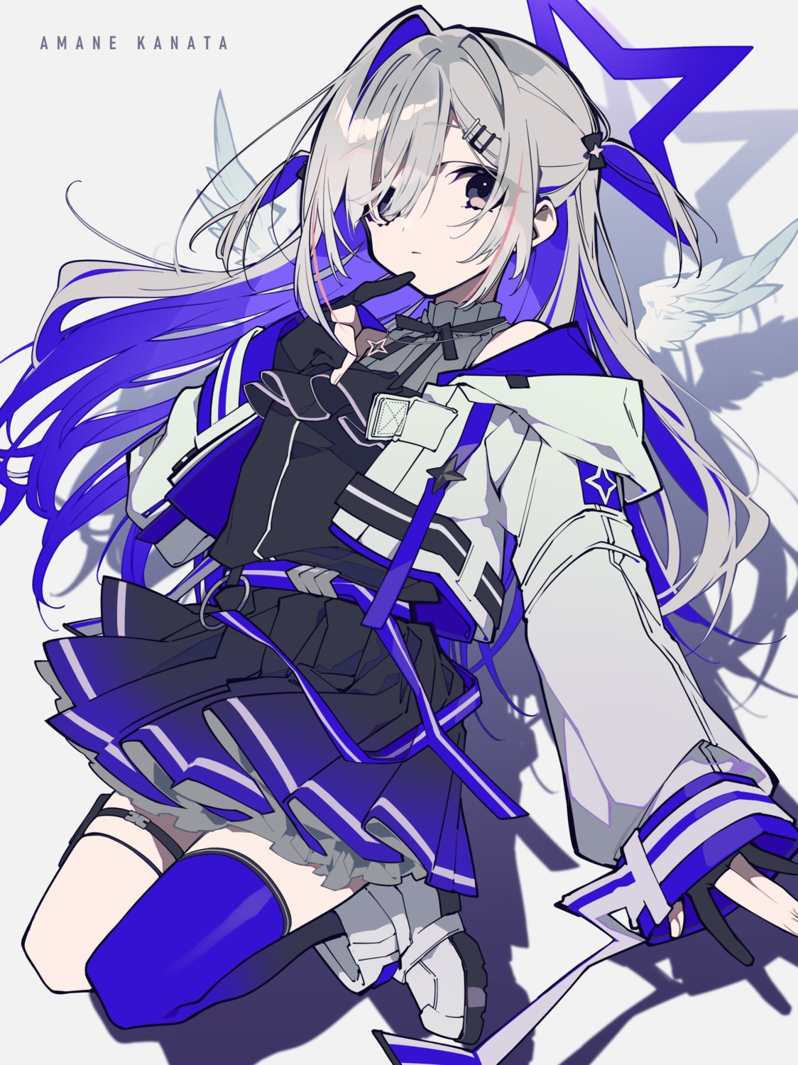 amane_kanata, angel, garter, hololive, mochizuki_kei, thighhighs, wings