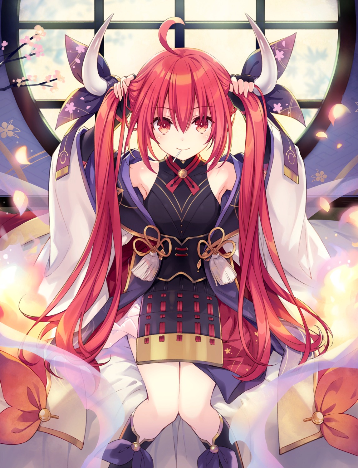 date_a_live, fantasia_re:build, horns, itsuka_kotori, japanese_clothes, tsunako