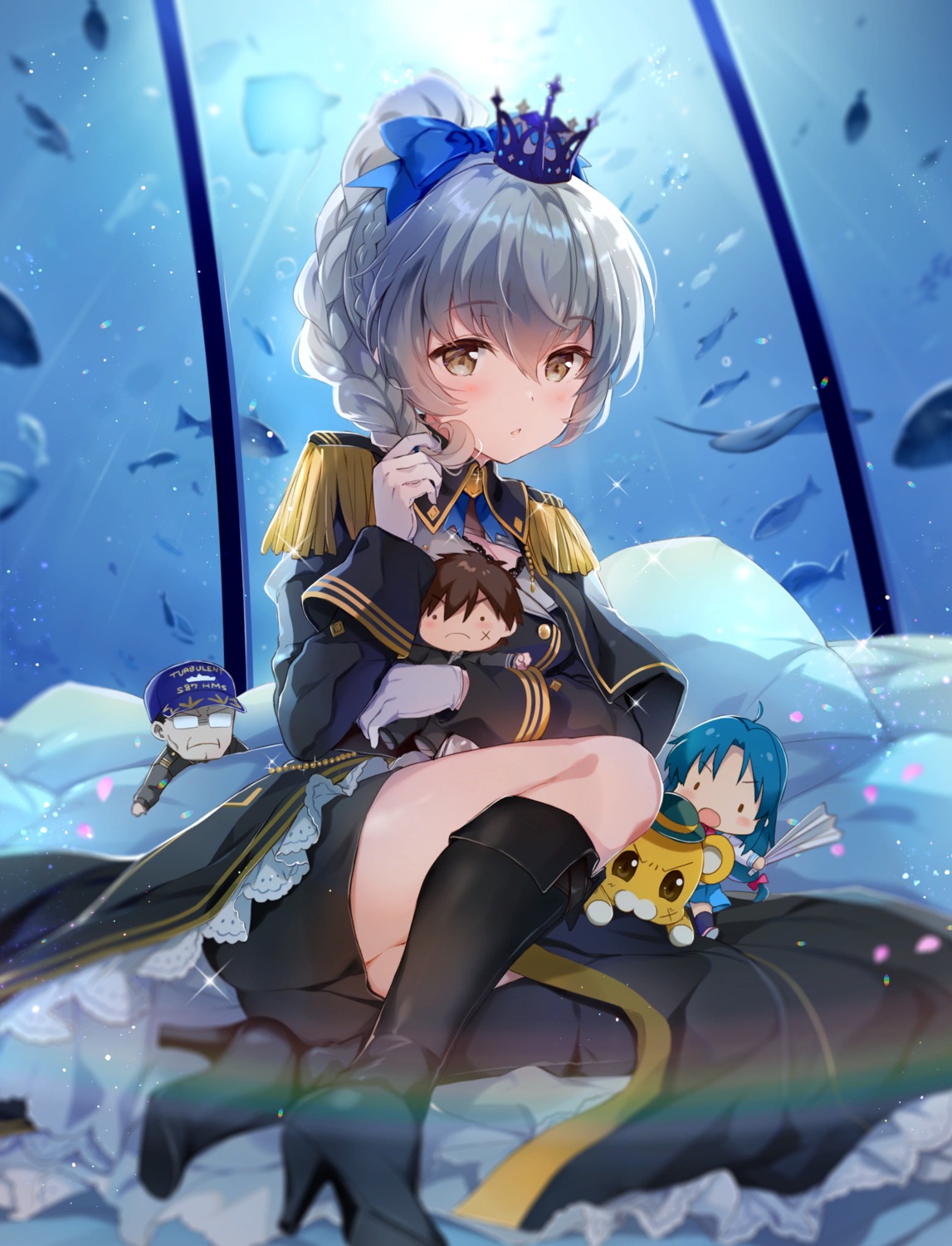bonta-kun, chibi, chidori_kaname, fantasia_re:build, full_metal_panic, heels, megane, qp:flapper, richard_mardukas, sagara_sousuke, sakura_koharu, seifuku, teletha_testarossa, uniform