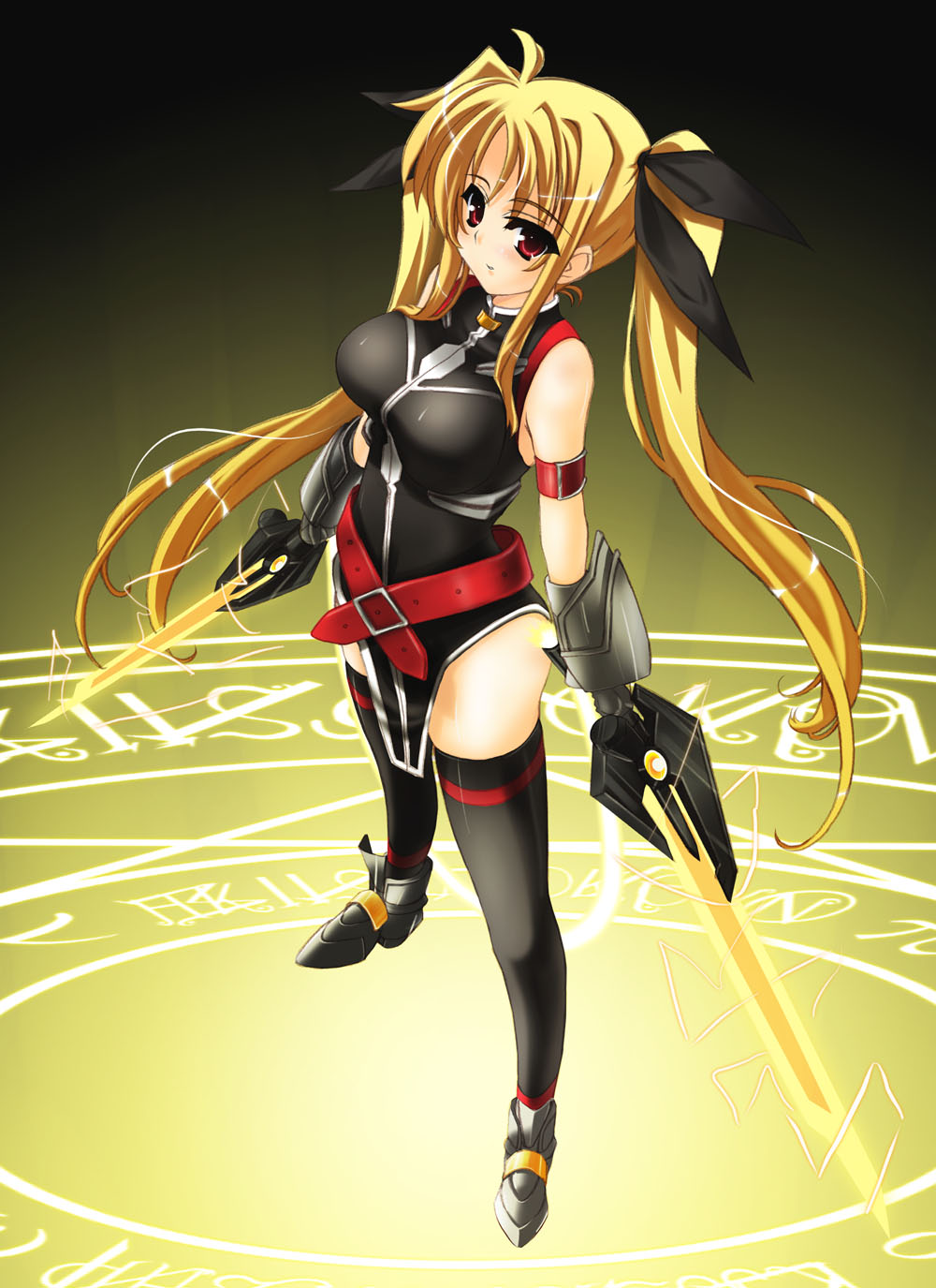 fate_testarossa, iga_tamaki, mahou_shoujo_lyrical_nanoha, sword, thighhighs
