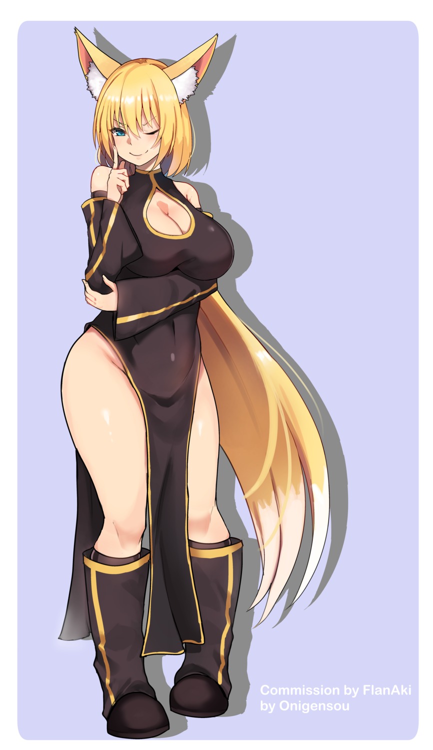 alice_(flanaki), animal_ears, chinadress, kitsune, nopan, onigensou