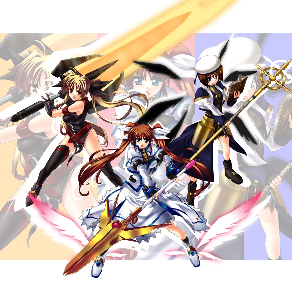fate_testarossa, iga_tamaki, mahou_shoujo_lyrical_nanoha, mahou_shoujo_lyrical_nanoha_strikers, takamachi_nanoha, yagami_hayate