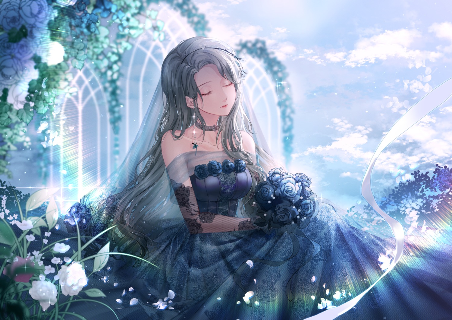 dress, kazeyu_(kitty), miracle_nikki, nikki_(miracle_nikki), no_bra, skirt_lift, wedding_dress