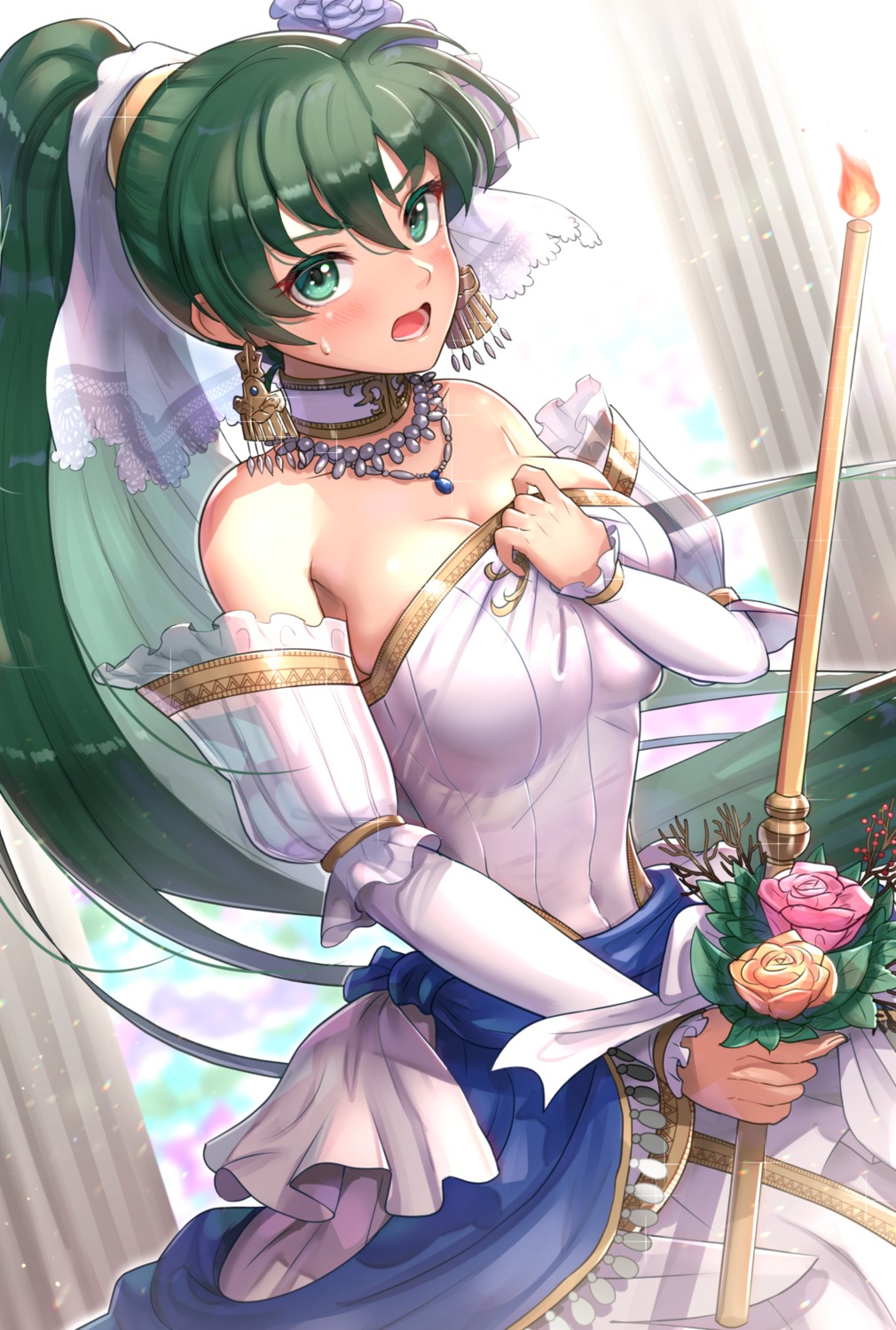 breast_hold, dress, fire_emblem, fire_emblem:_rekka_no_ken, gonzarez, lyndis_(fire_emblem), no_bra, wedding_dress