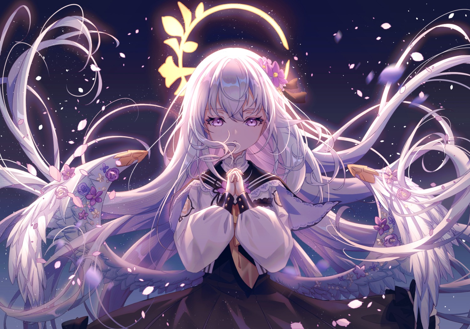 angel, blue_archive, seifuku, shirasu_azusa, skirt_lift, so_tsubasa, wings