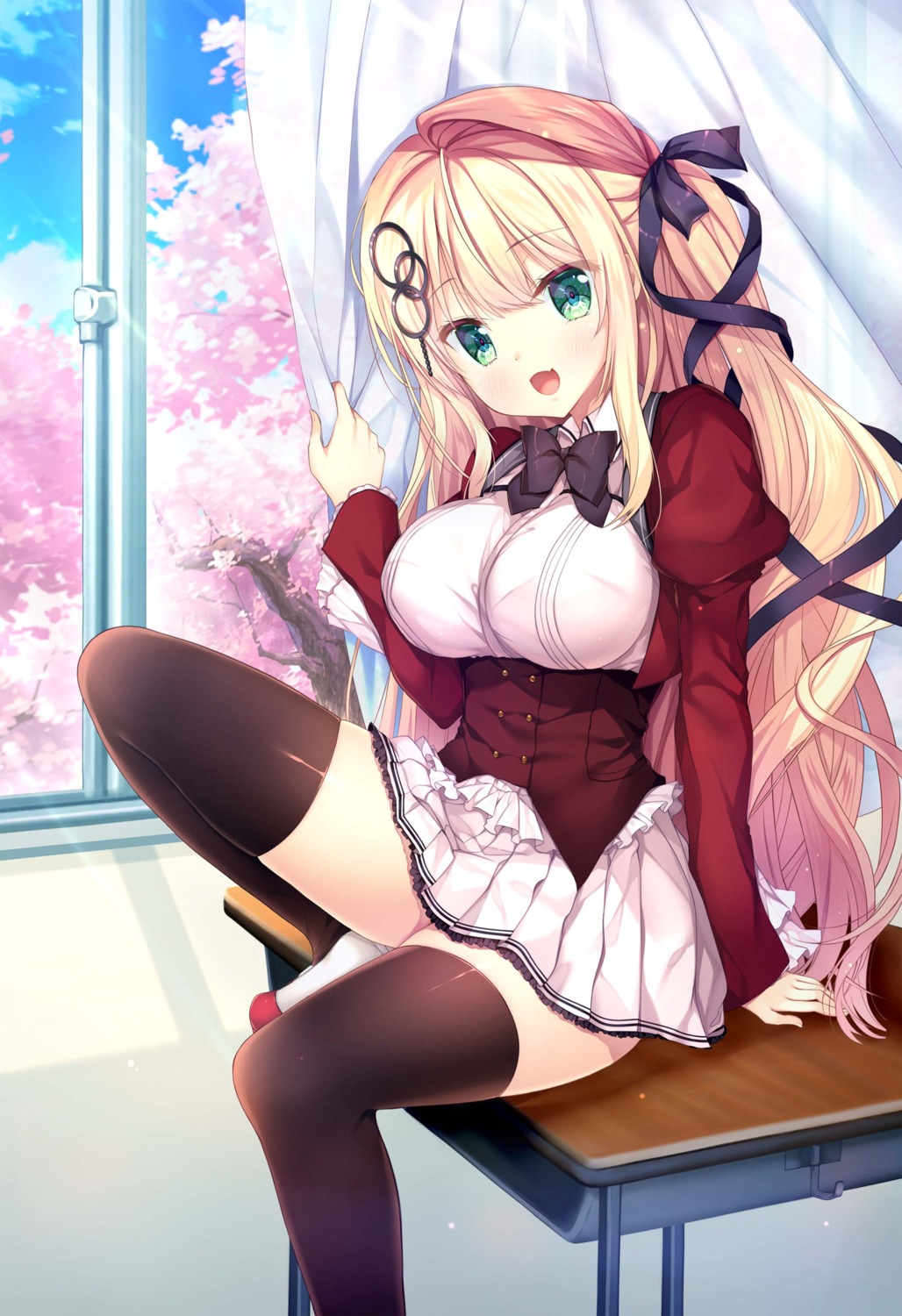ayuma_sayu, hanagane_kanade_*_gram, kozakura_yui, nanawind, seifuku, skirt_lift, thighhighs
