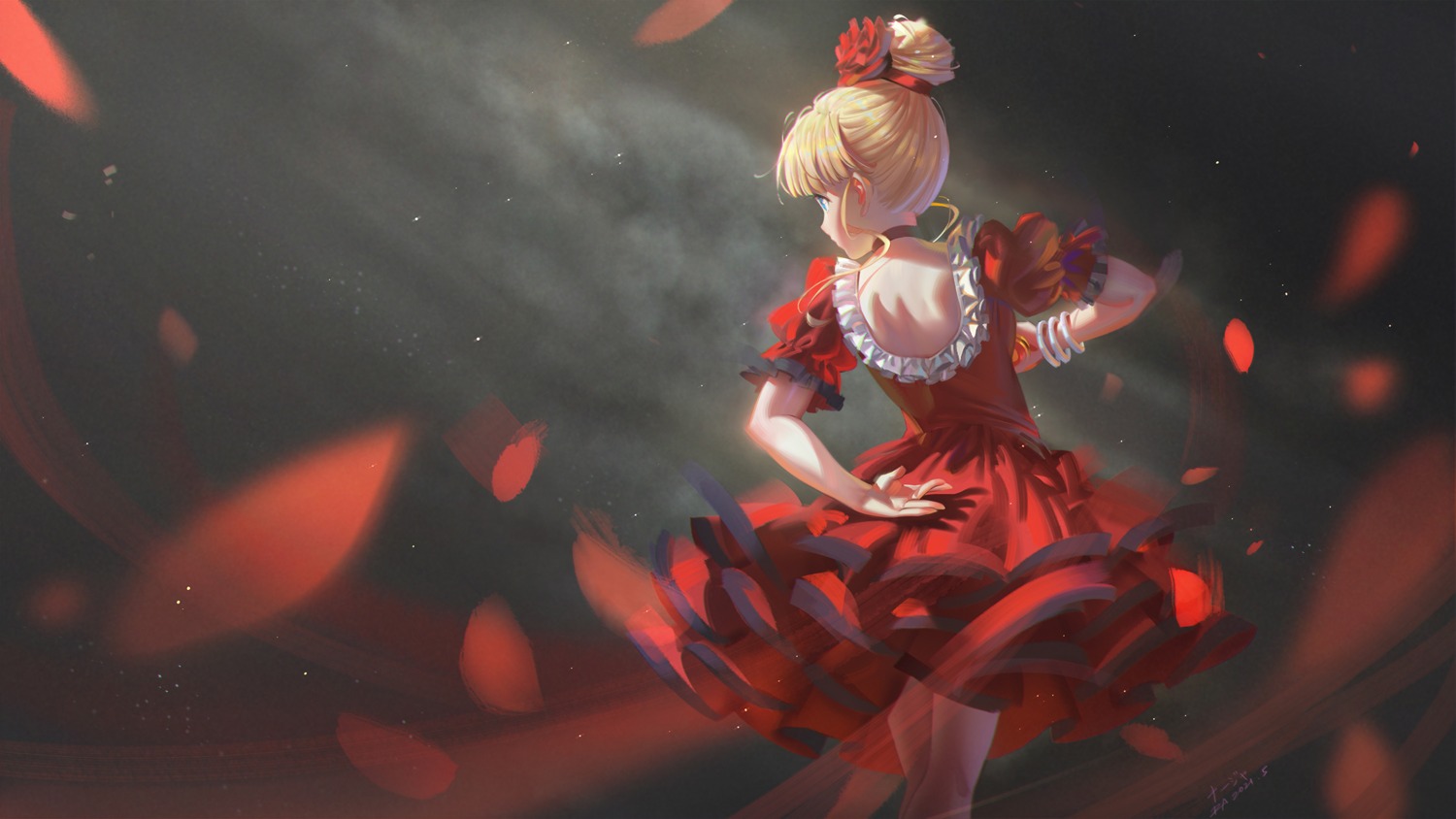 alphonse, ashita_no_nadja, dress, nadja_applefield, no_bra, skirt_lift, wallpaper