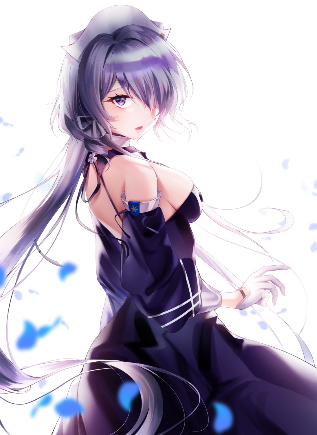 arknights, dress, eyepatch, no_bra, whisperain_(arknights), yuckpo_55