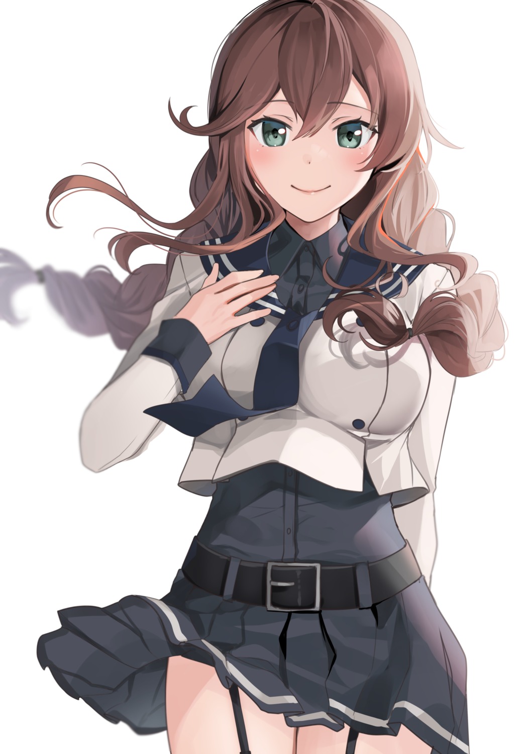kantai_collection, noshiro_(kancolle), seifuku, skirt_lift, yunamaro