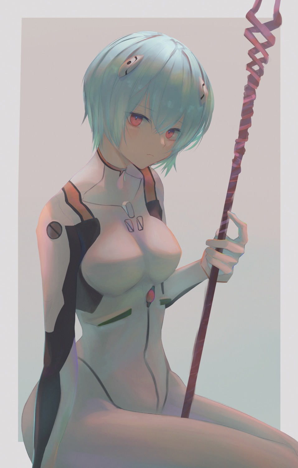 7ife, ayanami_rei, bodysuit, neon_genesis_evangelion, weapon