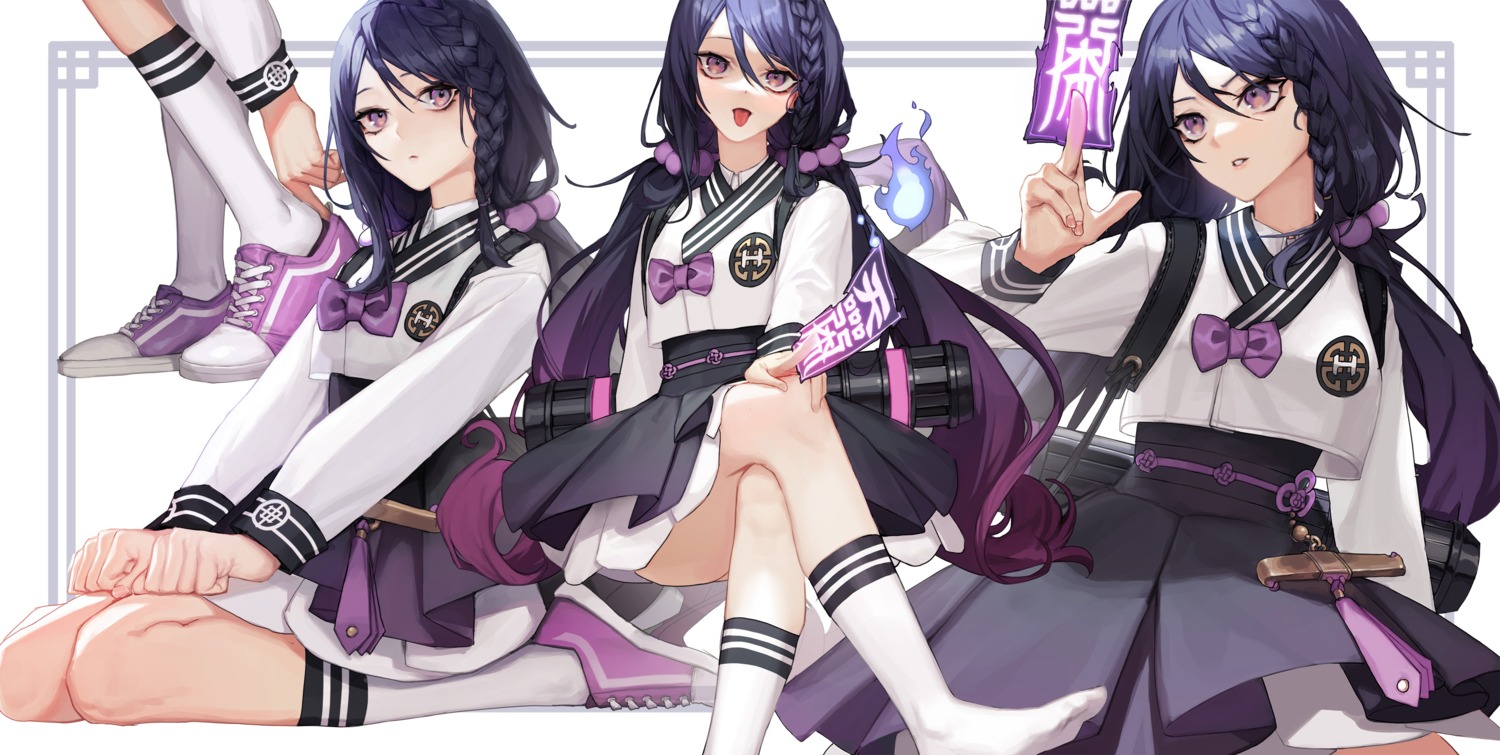 black_survival, seifuku, skirt_lift, tunamayochan