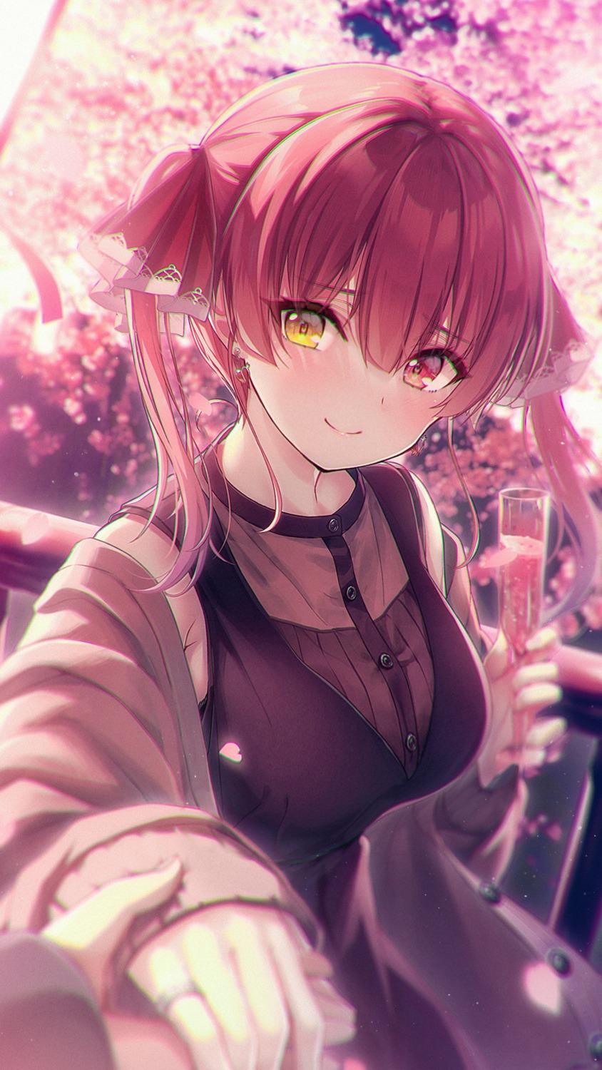 chihiro_ayaka, dress, heterochromia, hololive, houshou_marine, sweater