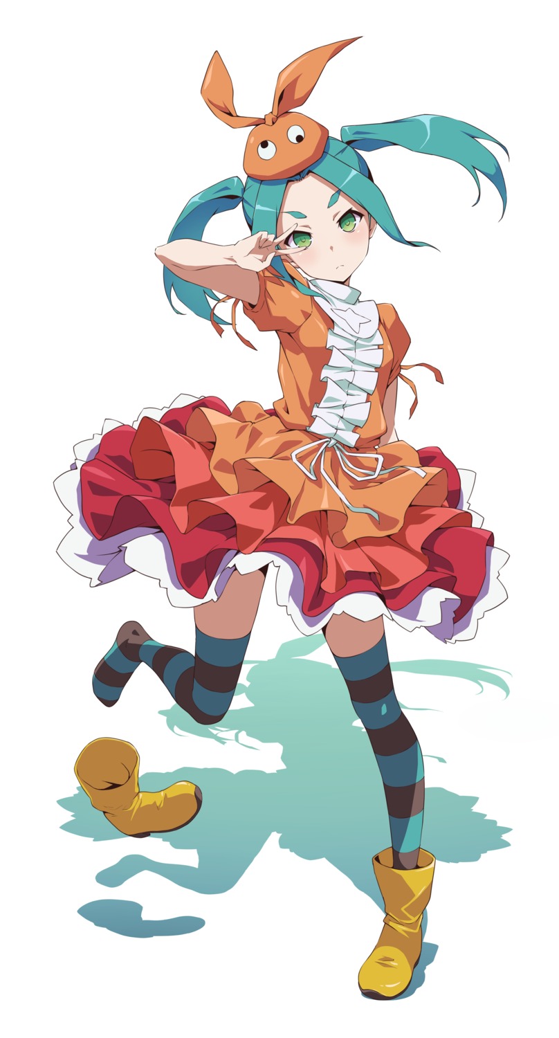 asanaya, monogatari_(series), ononoki_yotsugi, skirt_lift, thighhighs