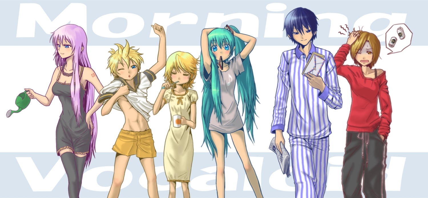 hadairo_rainbow, hatsune_miku, kagamine_len, kagamine_rin, kaito, megurine_luka, meiko, vocaloid
