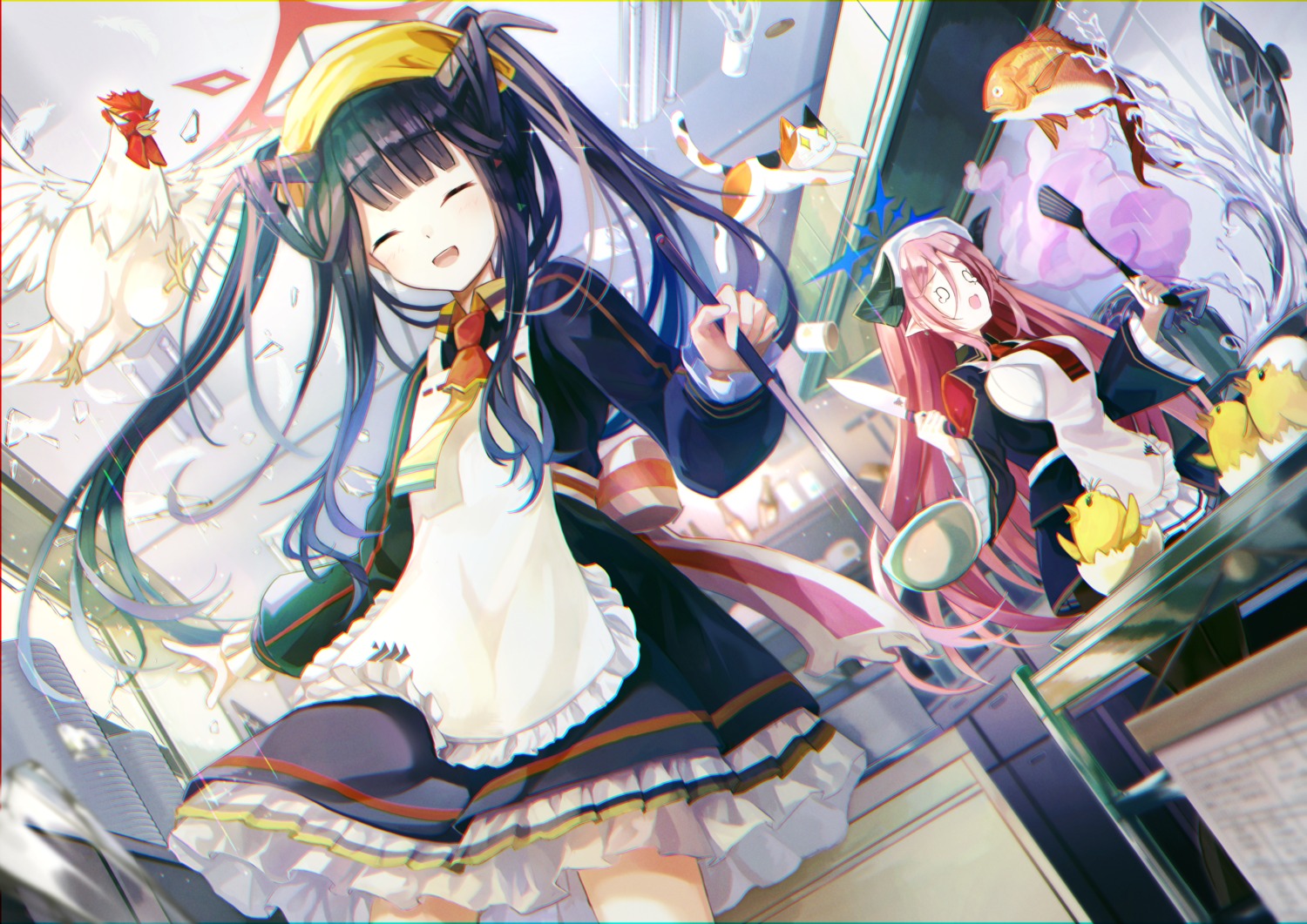 aikiyo_fuuka, blue_archive, gefujin, halo, horns, maid, neko, pointy_ears