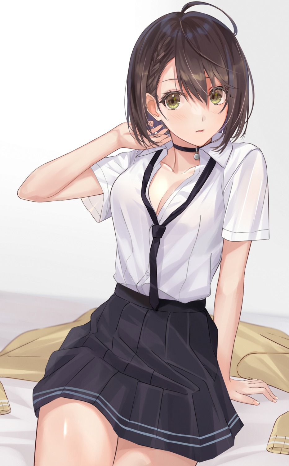 azur_lane, baltimore_(azur_lane), cleavage, mexif, open_shirt, seifuku