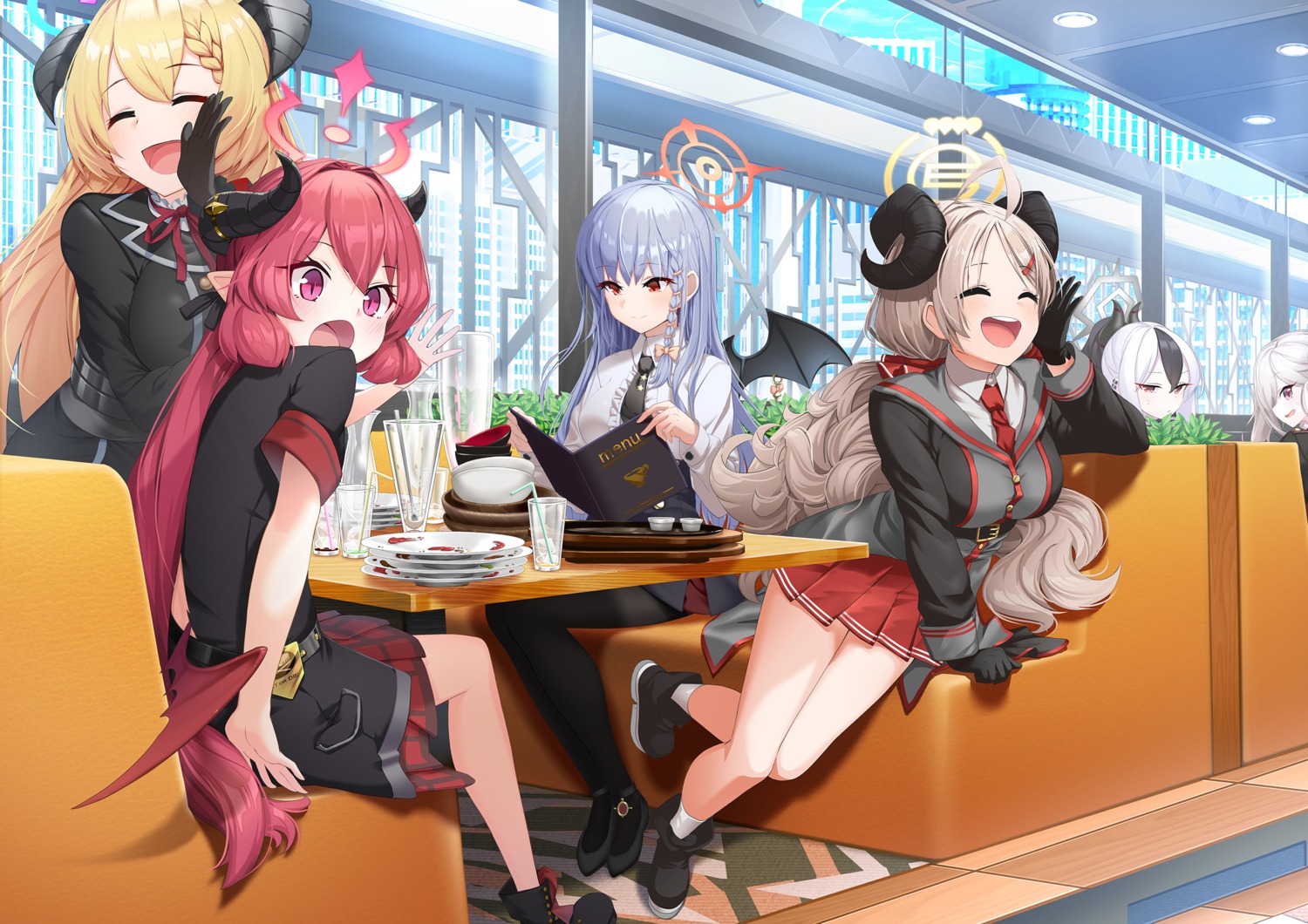 akashi_junko, asagi_mutsuki, blue_archive, devil, halo, horns, kurodate_haruna, o_(rakkasei)