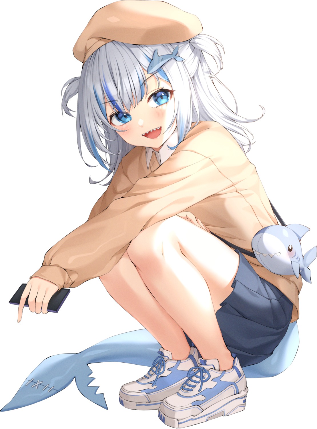 gawr_gura, hololive, hololive_english, skirt_lift, tail, xiho_(xi_ho_)