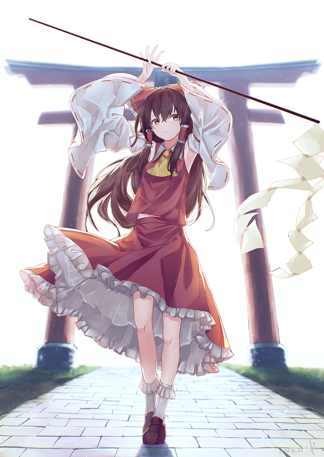 hakurei_reimu, kisamu_(ksmz), miko, skirt_lift, touhou