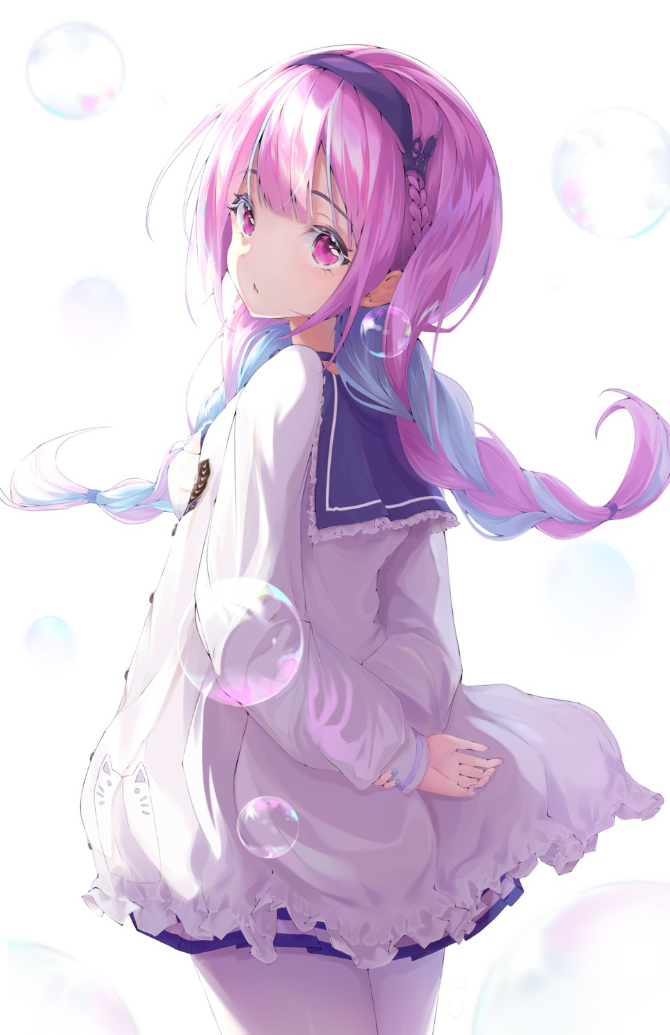 eunip, hololive, minato_aqua, pantyhose, seifuku, sweater