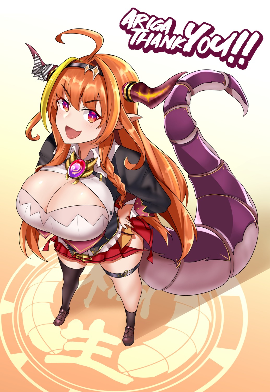 altronage, cleavage, garter, hololive, horns, kiryuu_coco, pointy_ears, tail