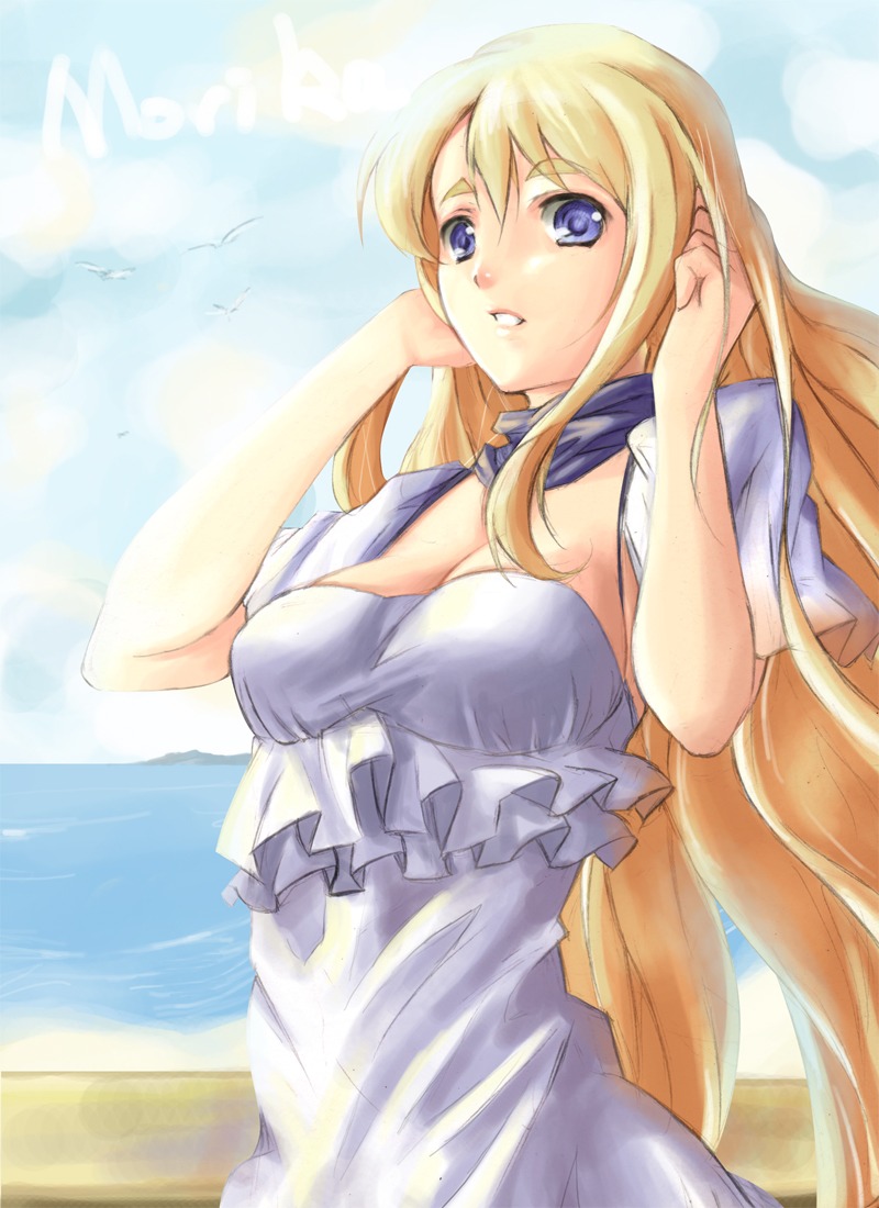 cleavage, dress, k-on!, kotobuki_tsumugi, sky_of_morika
