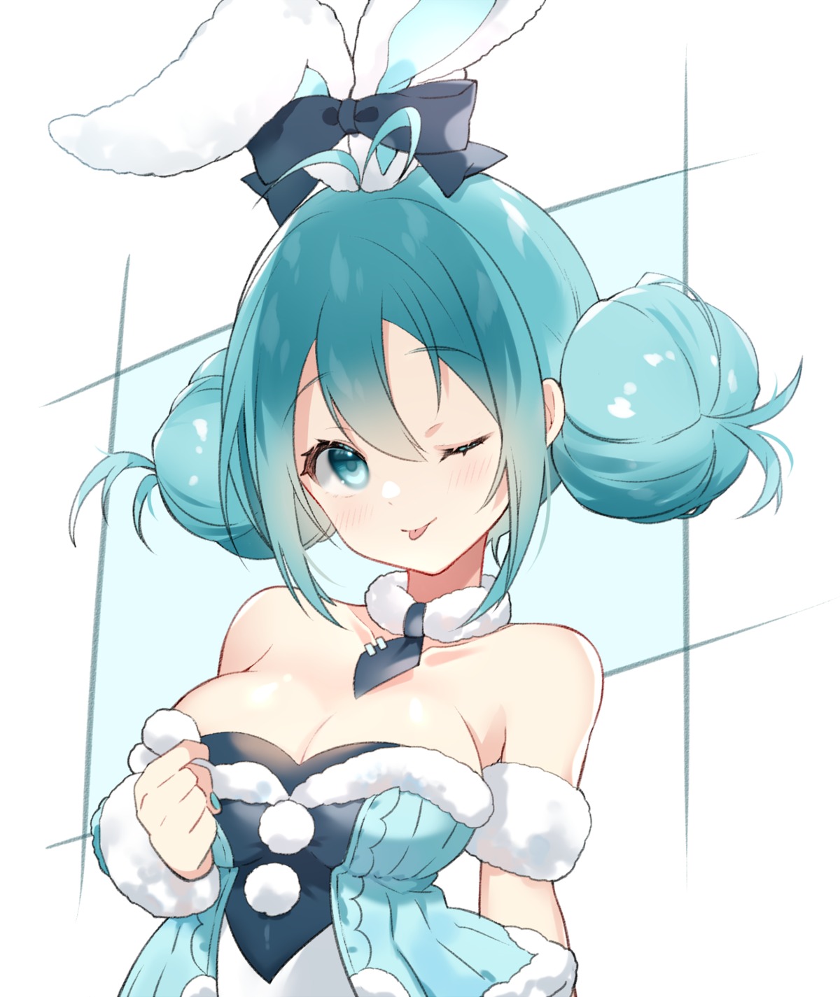 animal_ears, bicute_bunnies_miku, bunny_ears, bunny_girl, cleavage, hatsune_miku, no_bra, vocaloid