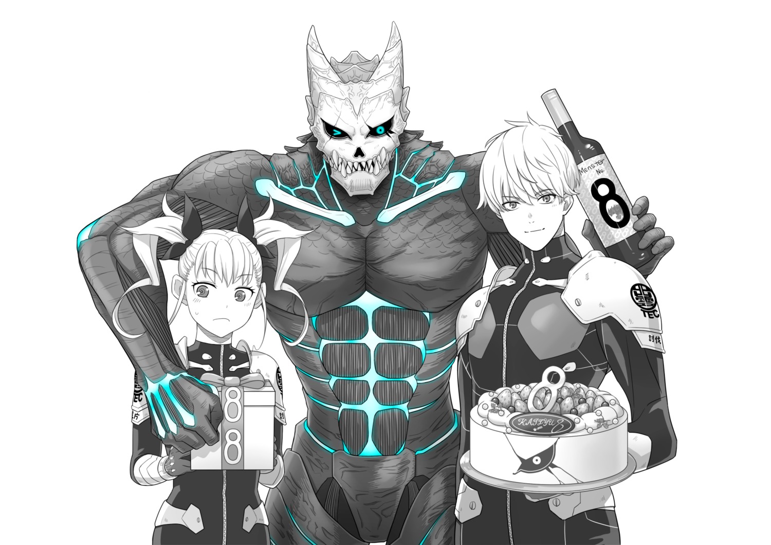 armor, bodysuit, ichikawa_reno, kaijuu_no._8, shinomiya_kikoru, tagme
