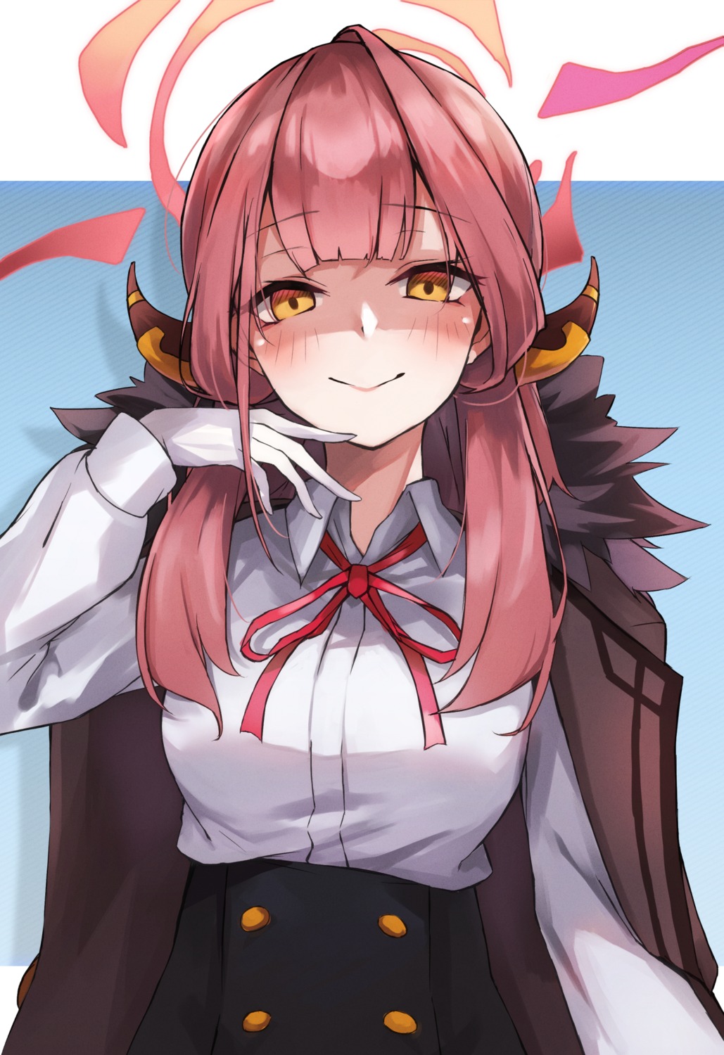 blue_archive, dress_shirt, halo, hasumushi, horns, rikuhachima_aru