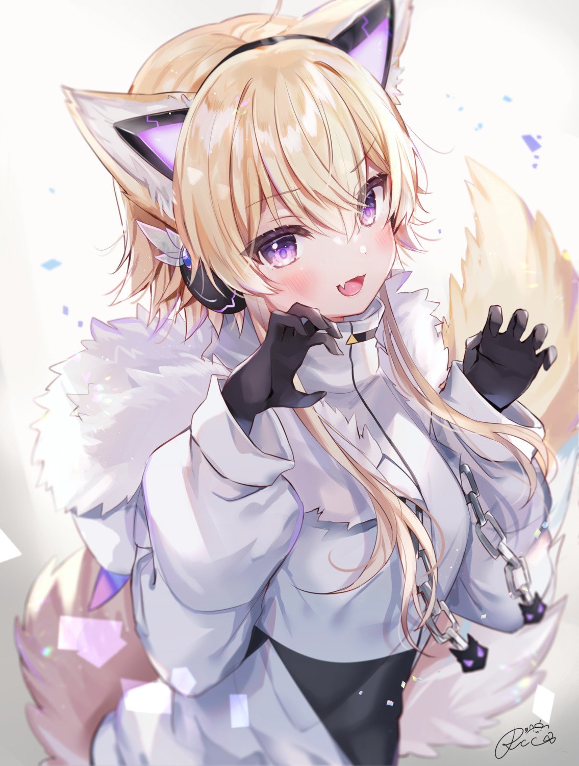 animal_ears, guild_cq, headphones, matori_kakeru_(virtual_youtuber), rucaco, tail