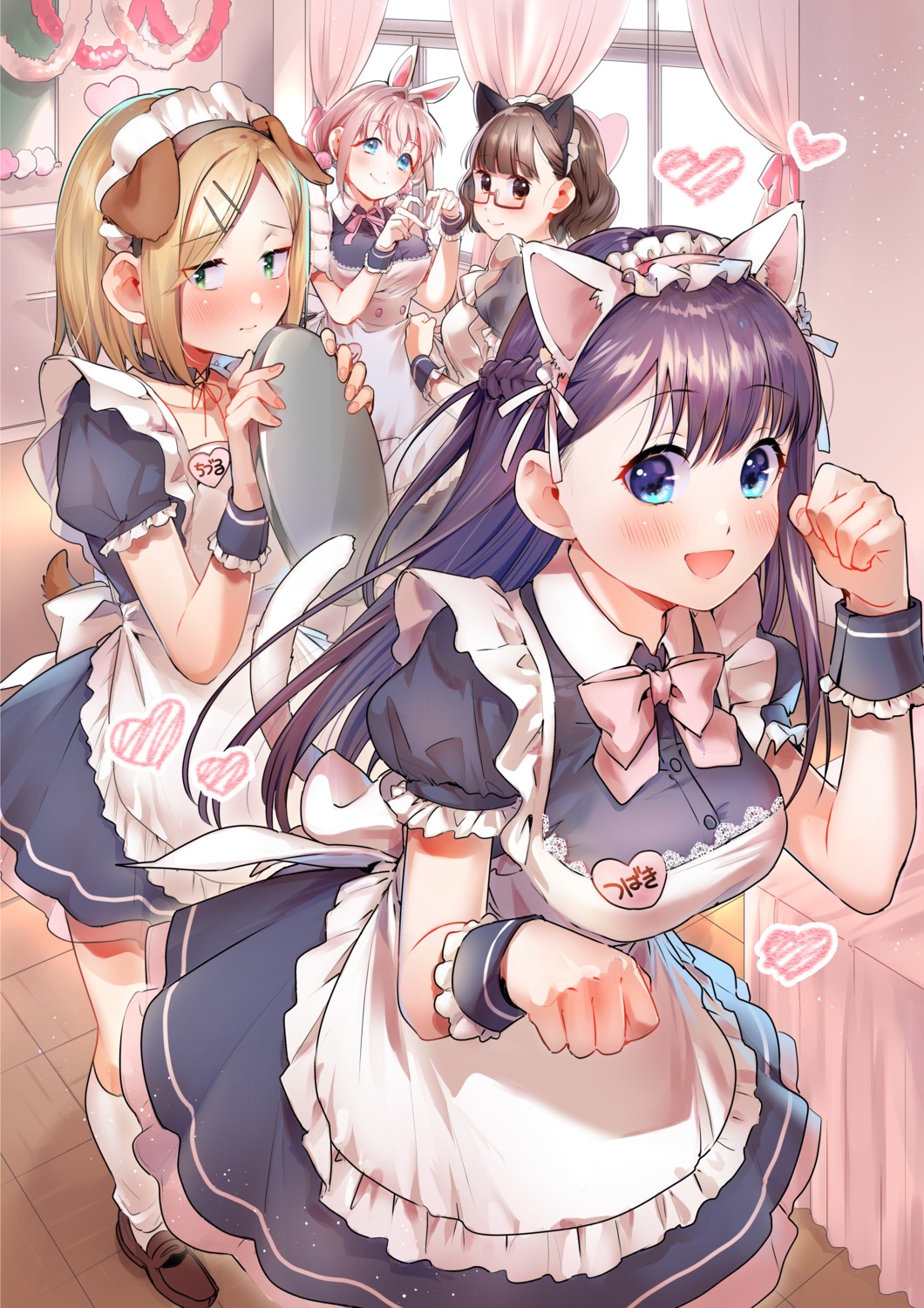 animal_ears, bunny_ears, geshumaro, inumimi, maid, megane, nekomimi, see_through