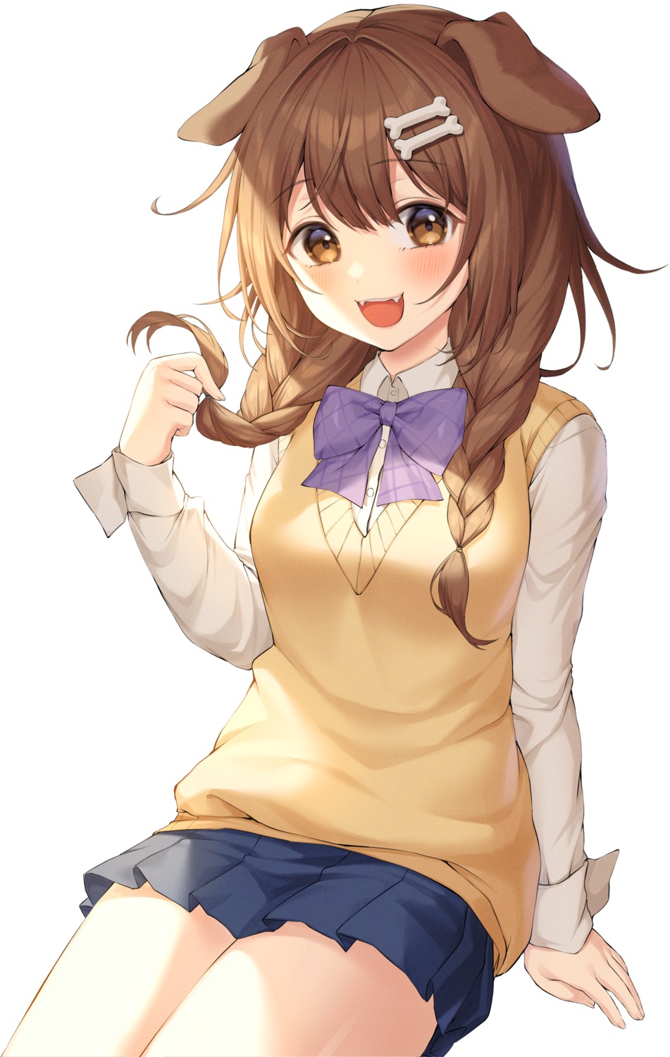animal_ears, hololive, hololive_gamers, inugami_korone, inumimi, seifuku, sweater, tail