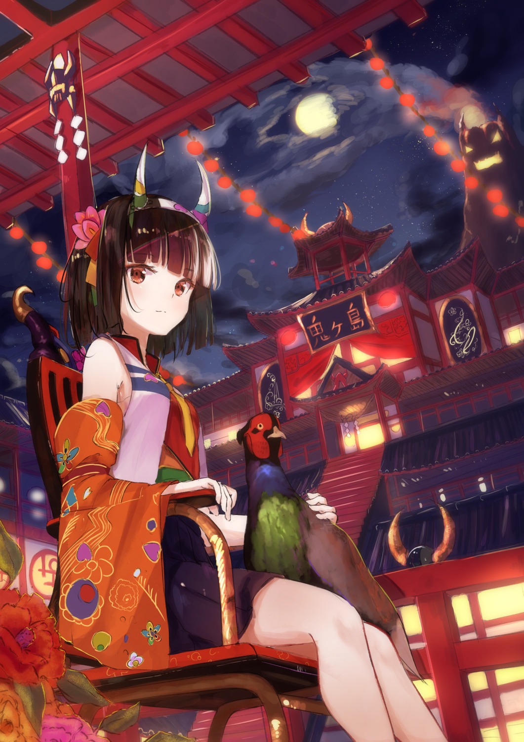 horns, japanese_clothes, rei_(farta_litia)