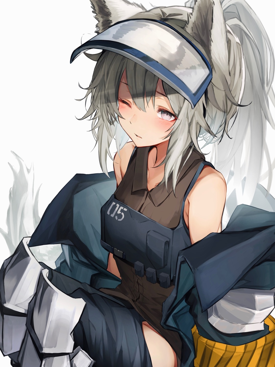 animal_ears, arknights, armor, grani_(arknights), tab_head, tail