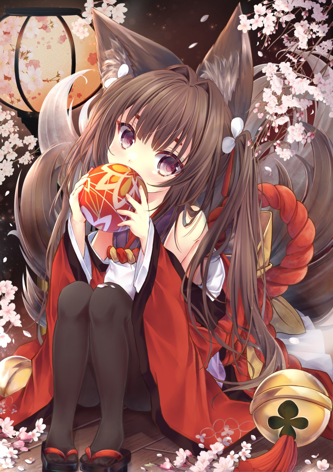 amagi-chan_(azur_lane), amagi_(azur_lane), animal_ears, azur_lane, japanese_clothes, kitsune, maya_(tirolpop), pantyhose, skirt_lift, tail