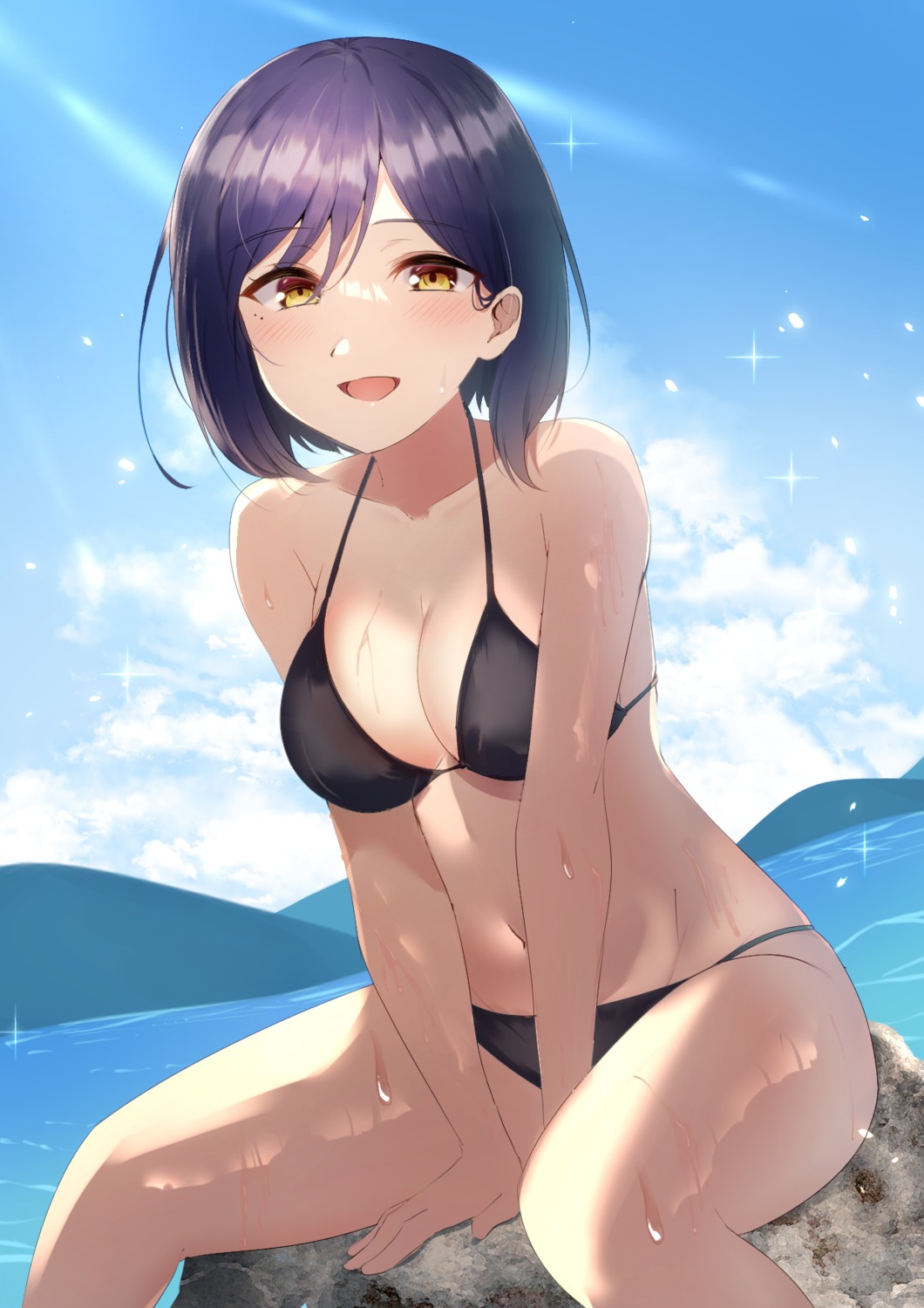 bikini, cleavage, maimaiko, nijisanji, shizuka_rin, swimsuits, wet