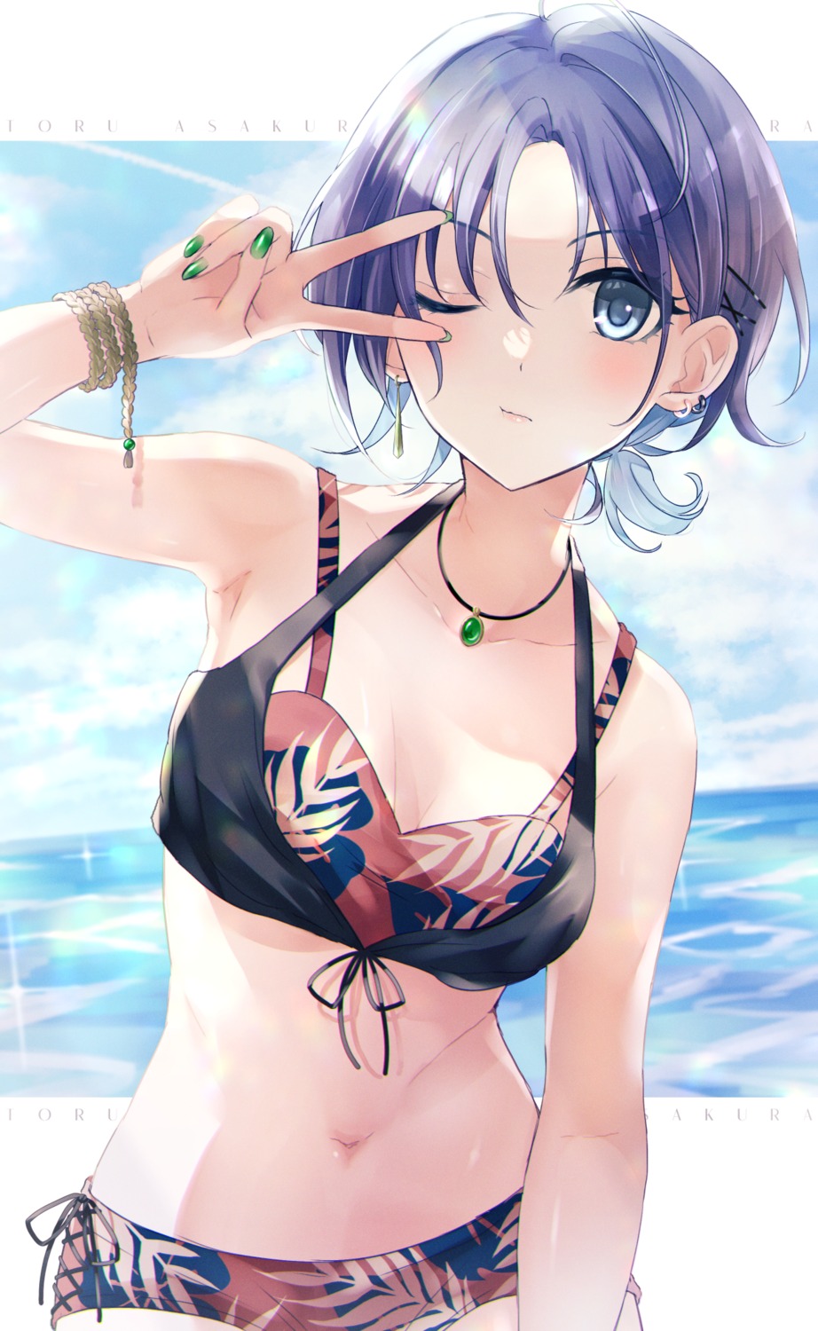 asakura_tooru, bikini, cleavage, kumano09_(yaecha0), swimsuits, the_idolm@ster, the_idolm@ster_shiny_colors