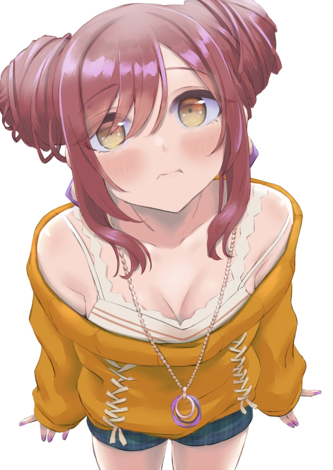 cleavage, lingerie, oosaki_amana, open_shirt, sweater, the_idolm@ster, the_idolm@ster_shiny_colors, umirororo