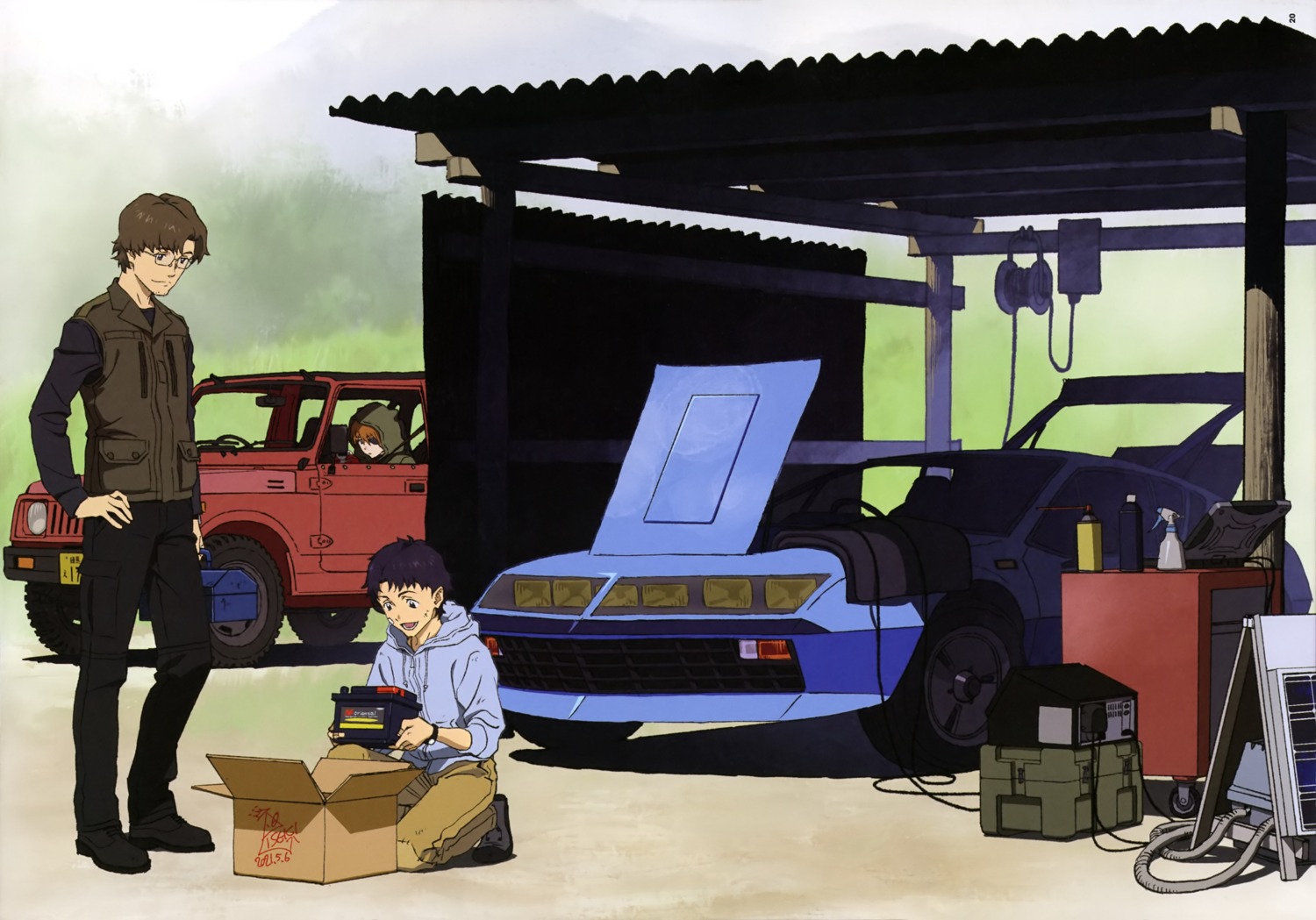 aida_kensuke, eyepatch, iseki_shuichi, kaji_ryouji, megane, neon_genesis_evangelion, souryuu_asuka_langley