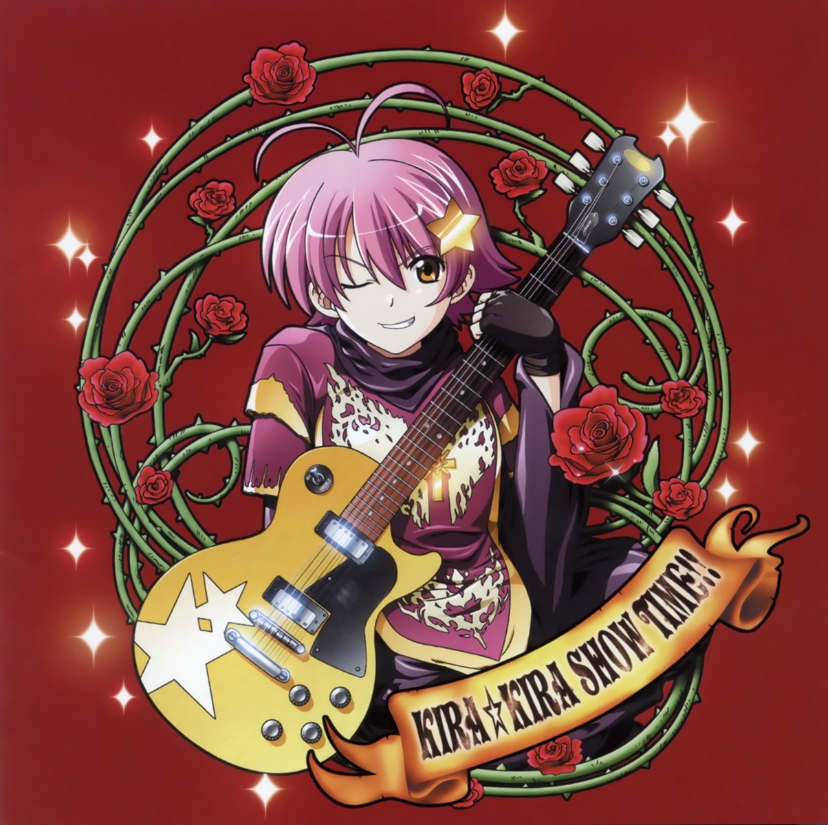 disc_cover, guitar, katakura_shinji, kira_kira, shiino_kirari