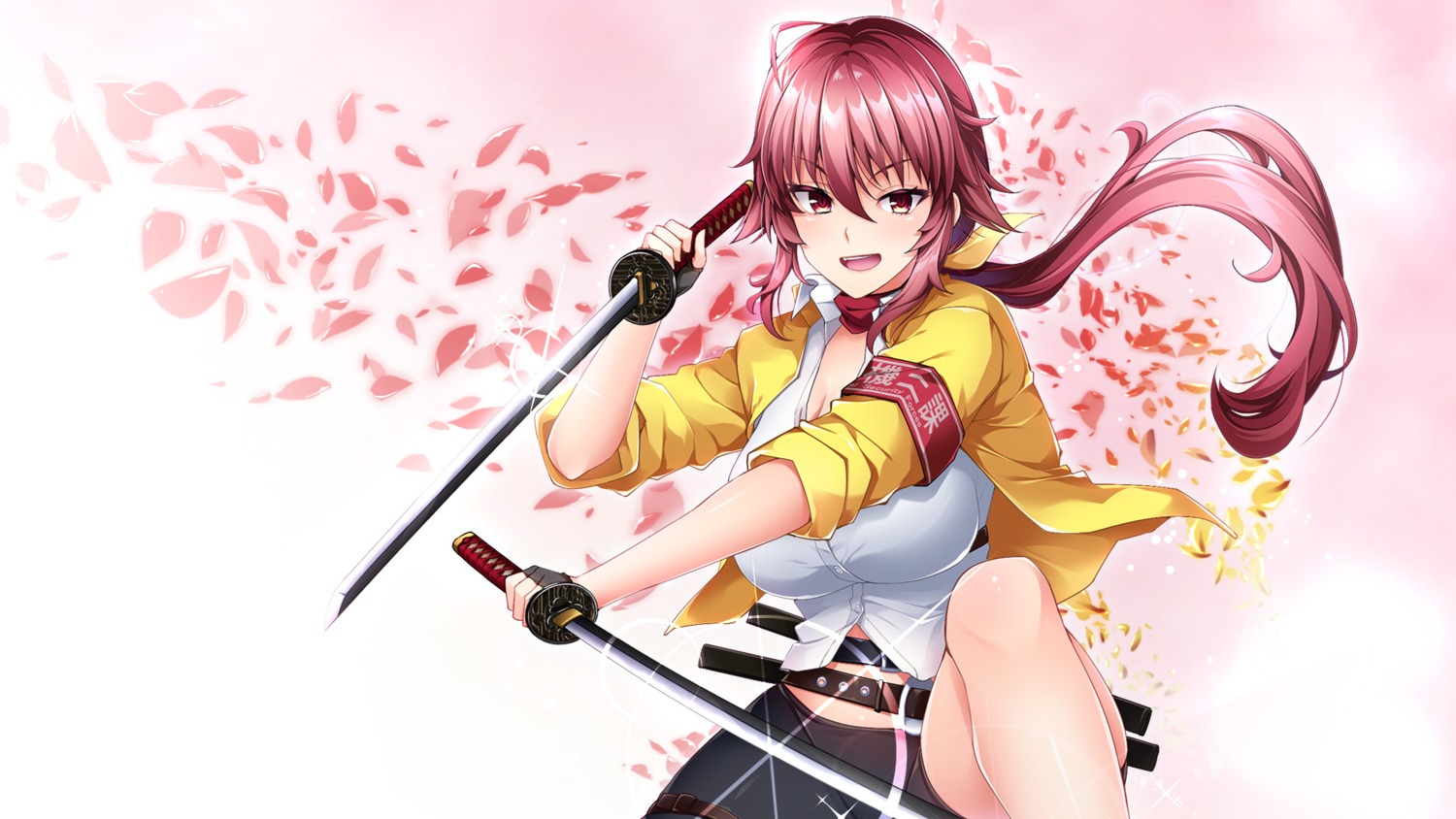 cleavage, dress_shirt, propeller, sword, tagme, wallpaper, yuzuriha_no_uta