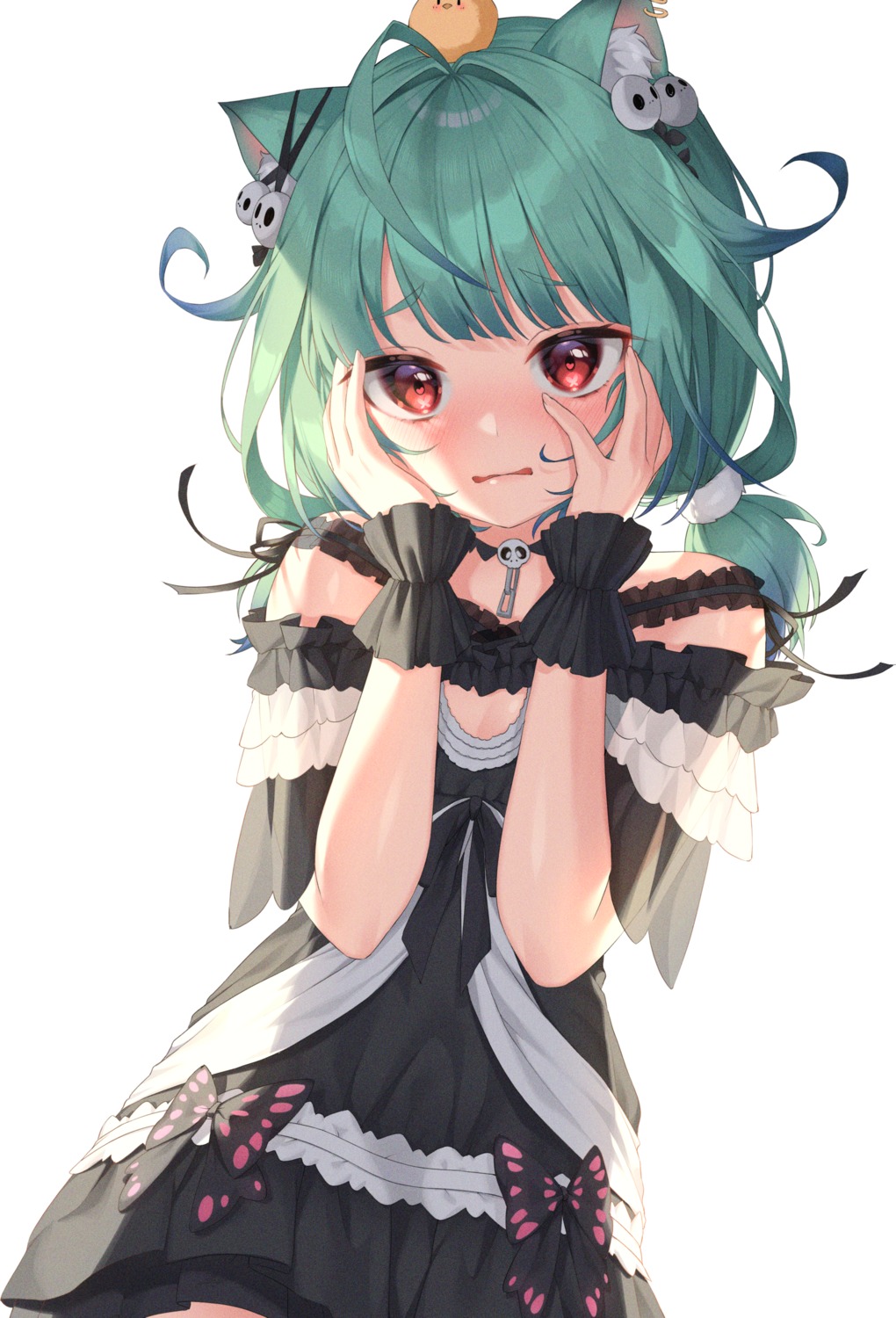 animal_ears, dress, gothic_lolita, hololive, lolita_fashion, nekomimi, uruha_rushia, xiho_(xi_ho_)