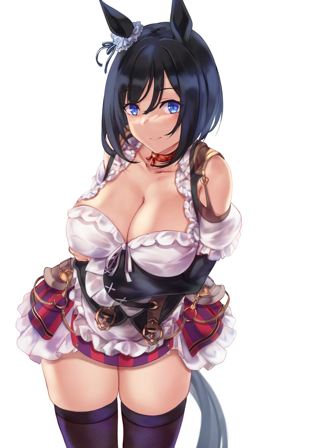 animal_ears, cleavage, dress, eishin_flash_(umamusume), tail, thighhighs, uchida_shou, uma_musume_pretty_derby