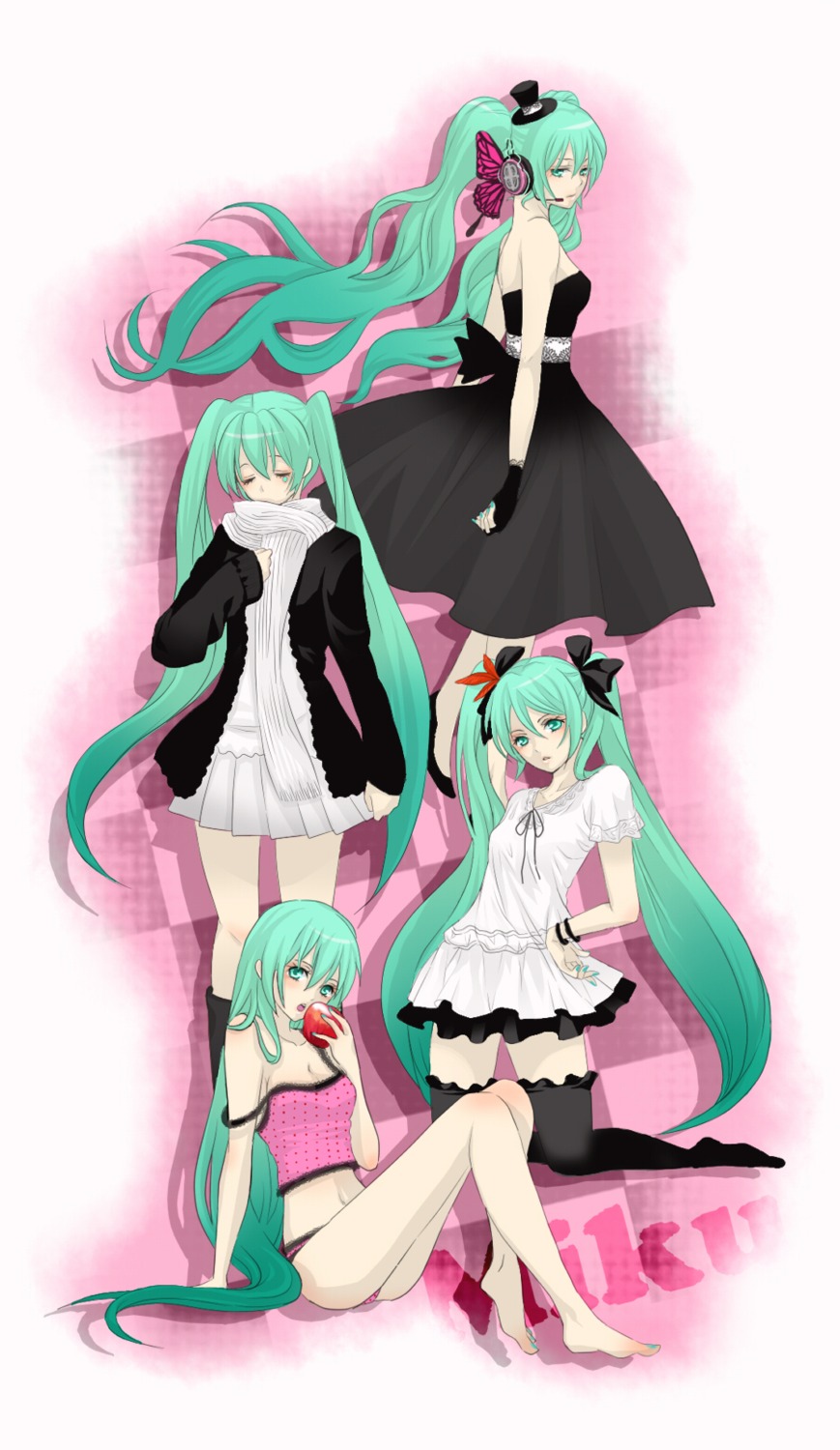 character_design, dress, hajimete_no_koi_ga_owaru_toki_(vocaloid), hatsune_miku, headphones, magnet_(vocaloid), mizu_a, romeo_and_cinderella_(vocaloid)