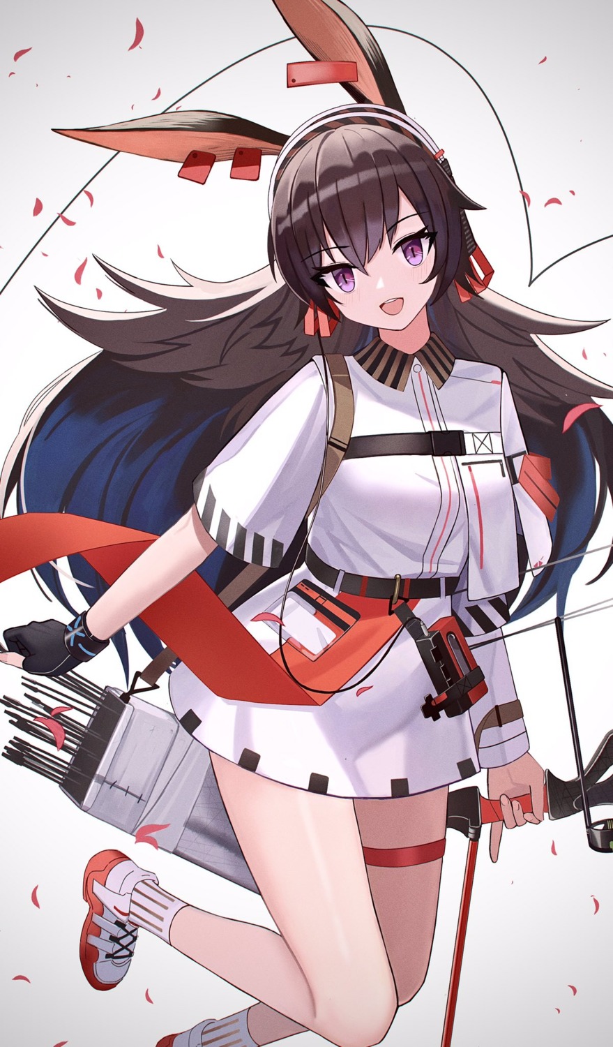 animal_ears, april_(arknights), arknights, bunny_ears, garter, teruru0321, weapon