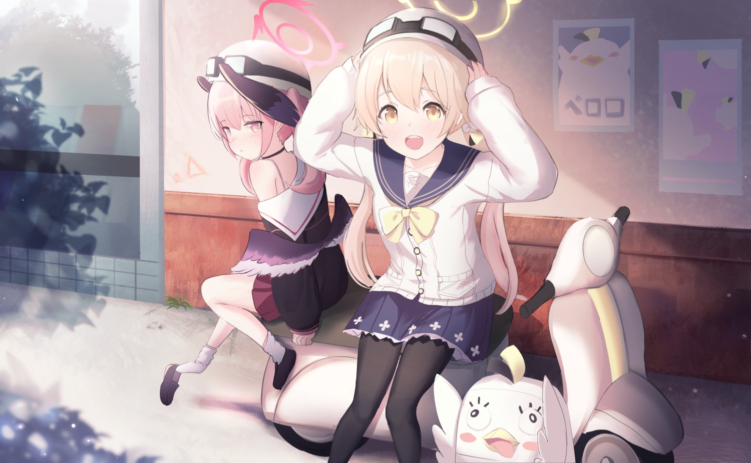 ajitani_hifumi, blue_archive, halo, moshi_imo, pantyhose, seifuku, shimoe_koharu, sweater