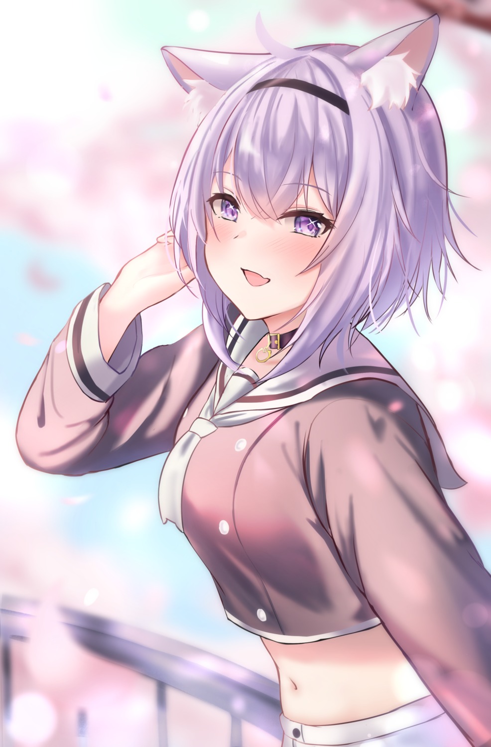 animal_ears, hololive, hololive_gamers, moshi_imo, nekomata_okayu, nekomimi, seifuku