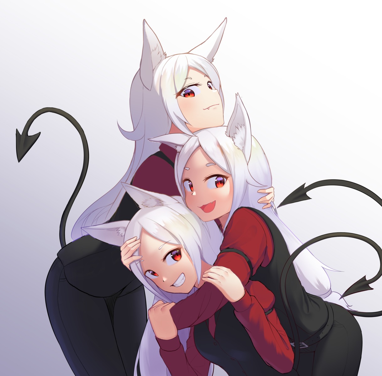 animal_ears, cerberus_(helltaker), devil, helltaker, irochan, tail