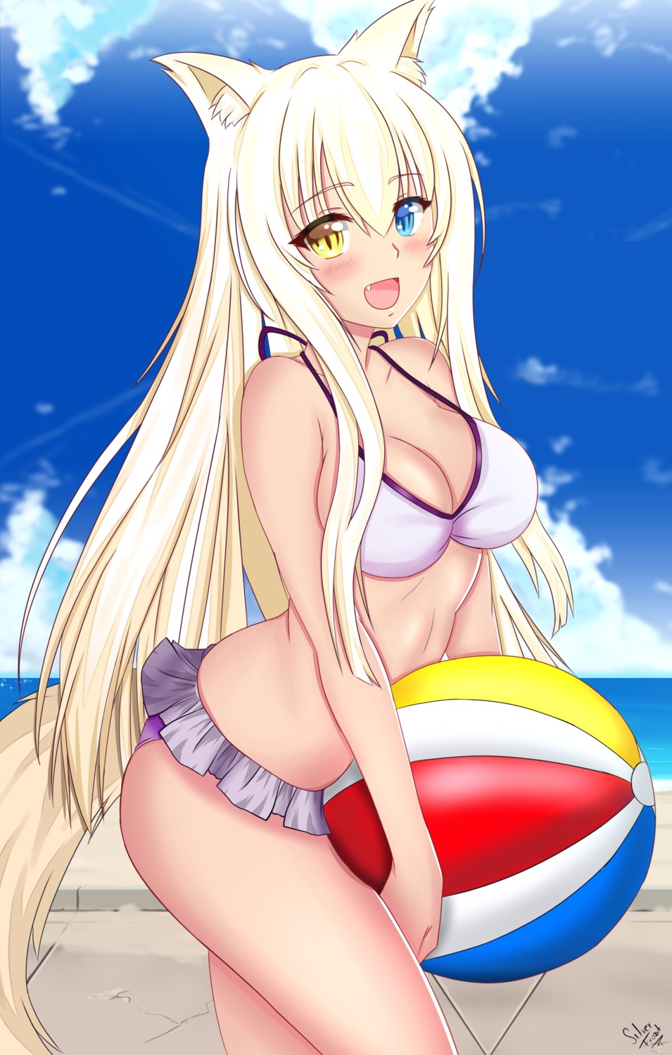 animal_ears, bikini, coconut, frosver, heterochromia, nekomimi, nekopara, swimsuits