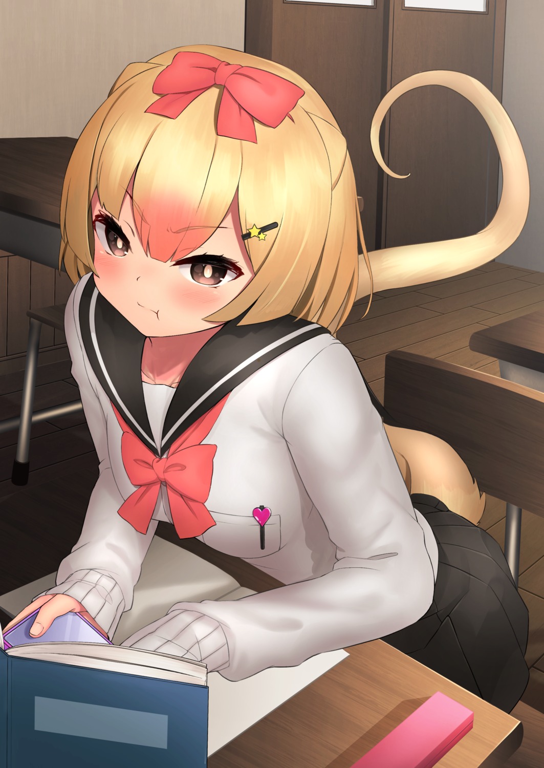 animal_ears, deku_suke, kemono_friends, seifuku, silky_anteater, sweater, tail